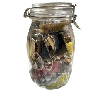 Large Mystery Jewelry Jar ! Vintage Modern 80’s Goth Alternative BoHo Jar #1 XL